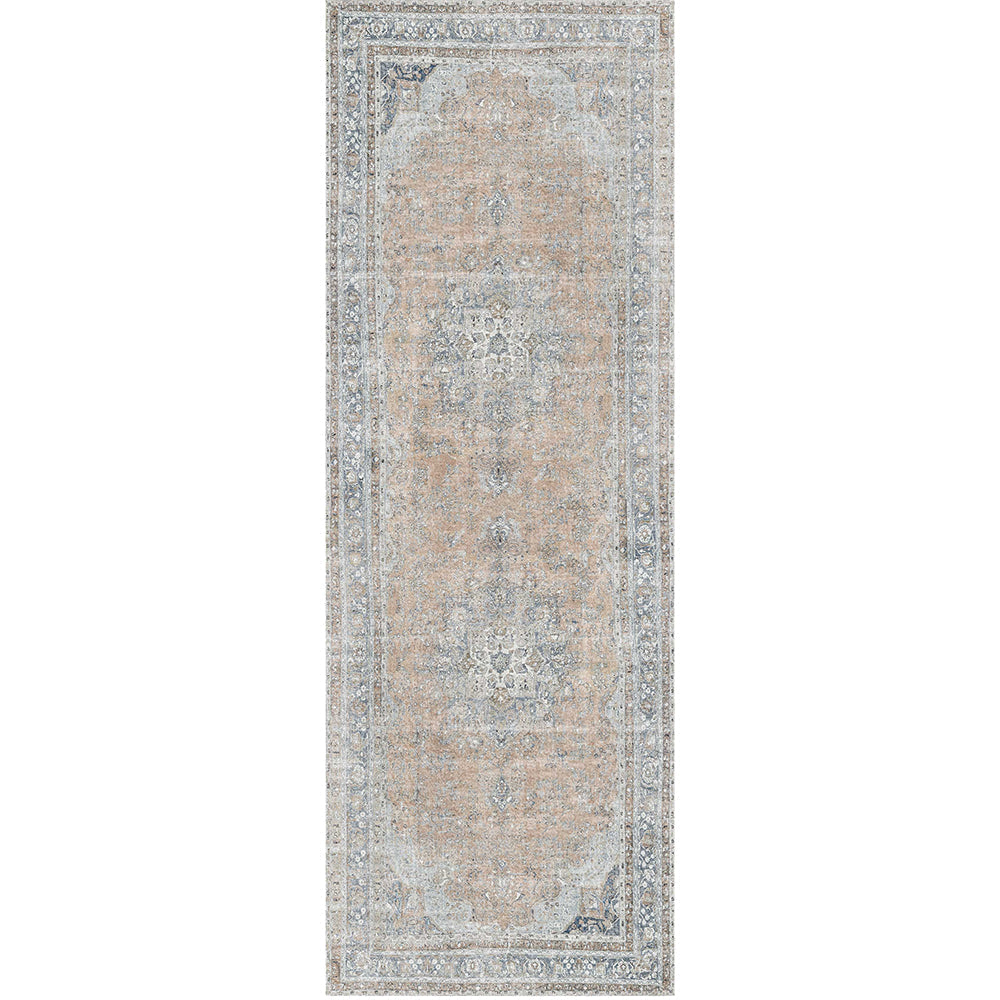 Distressed Vintage Oxus Desert in Grey : Runner Rug-0