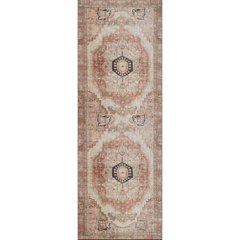 Carmine Vintage Farmhouse Charm in Orange : Runner Rug-0