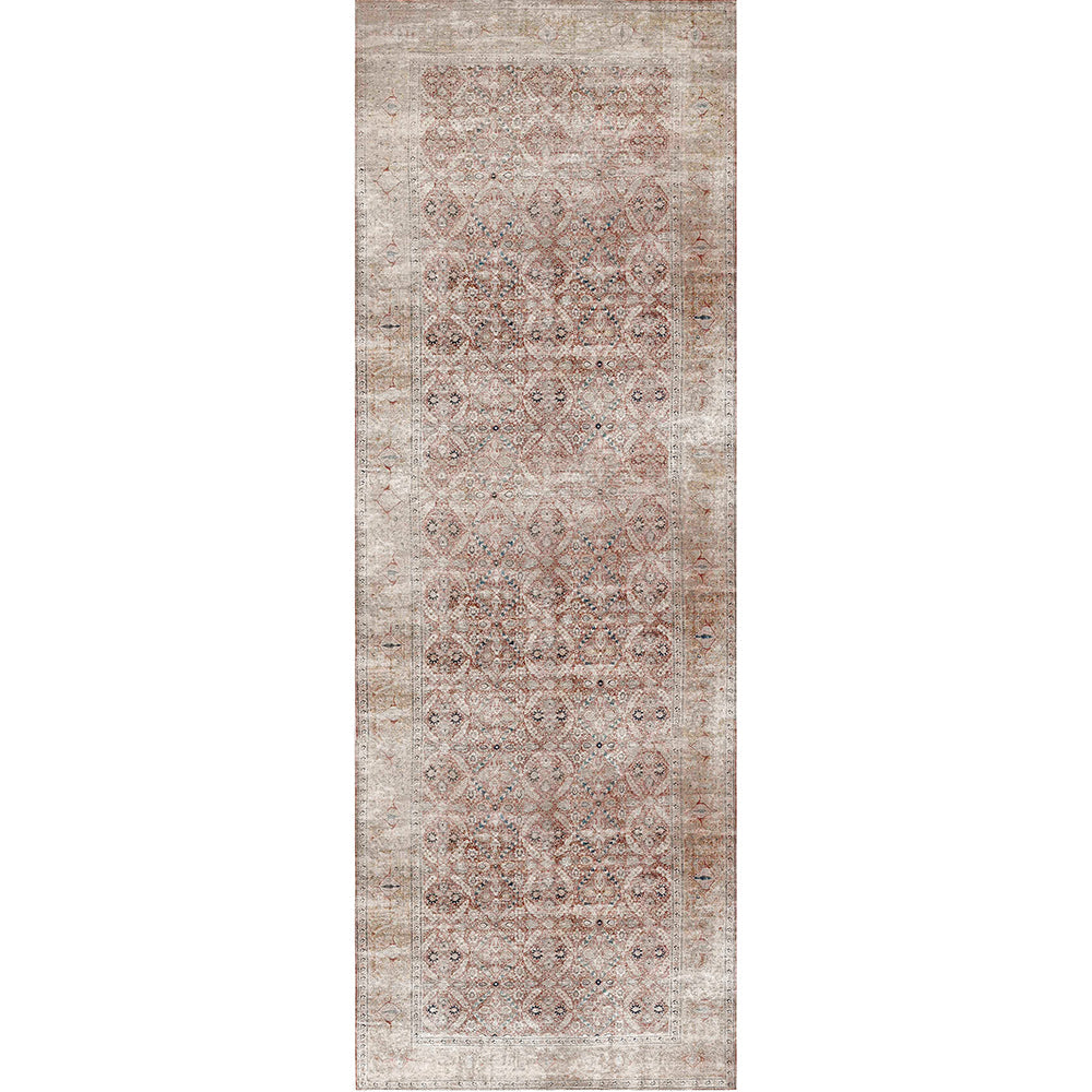 Distressed Vintage Levent in Beige : Runner Rug-0