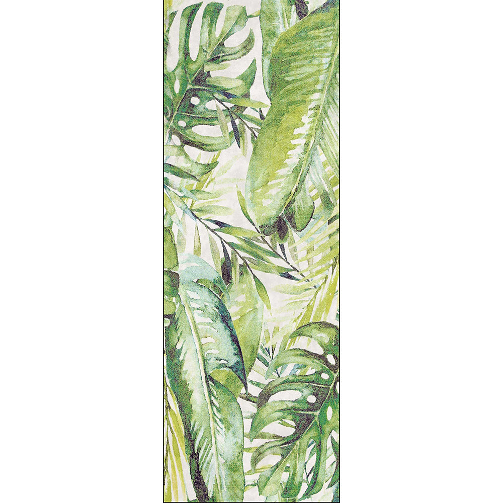 Wild Borneo Gorgeous Leaf Design in Green : Runner Rug-0