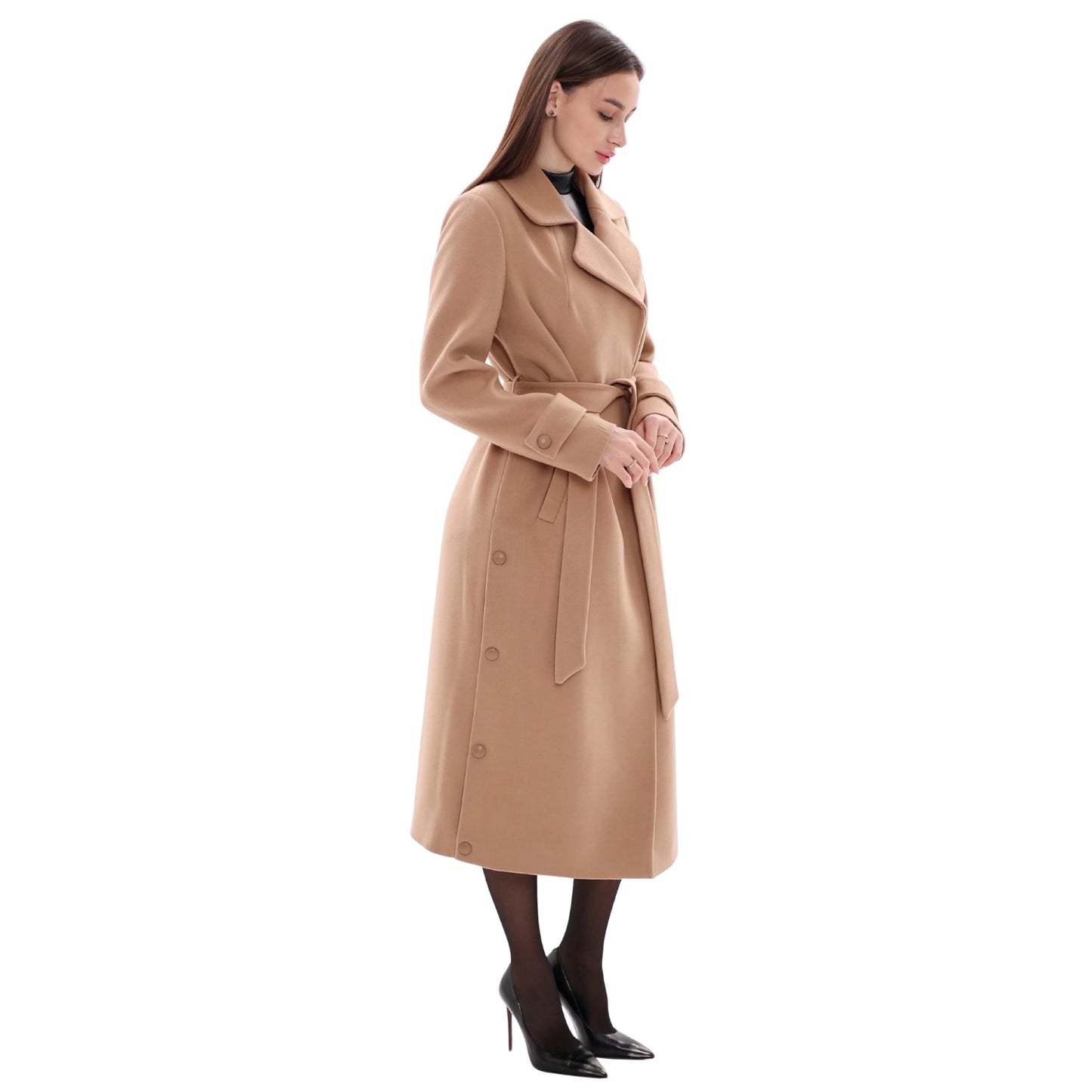 Camille Cashmere Blend Coat in Camel