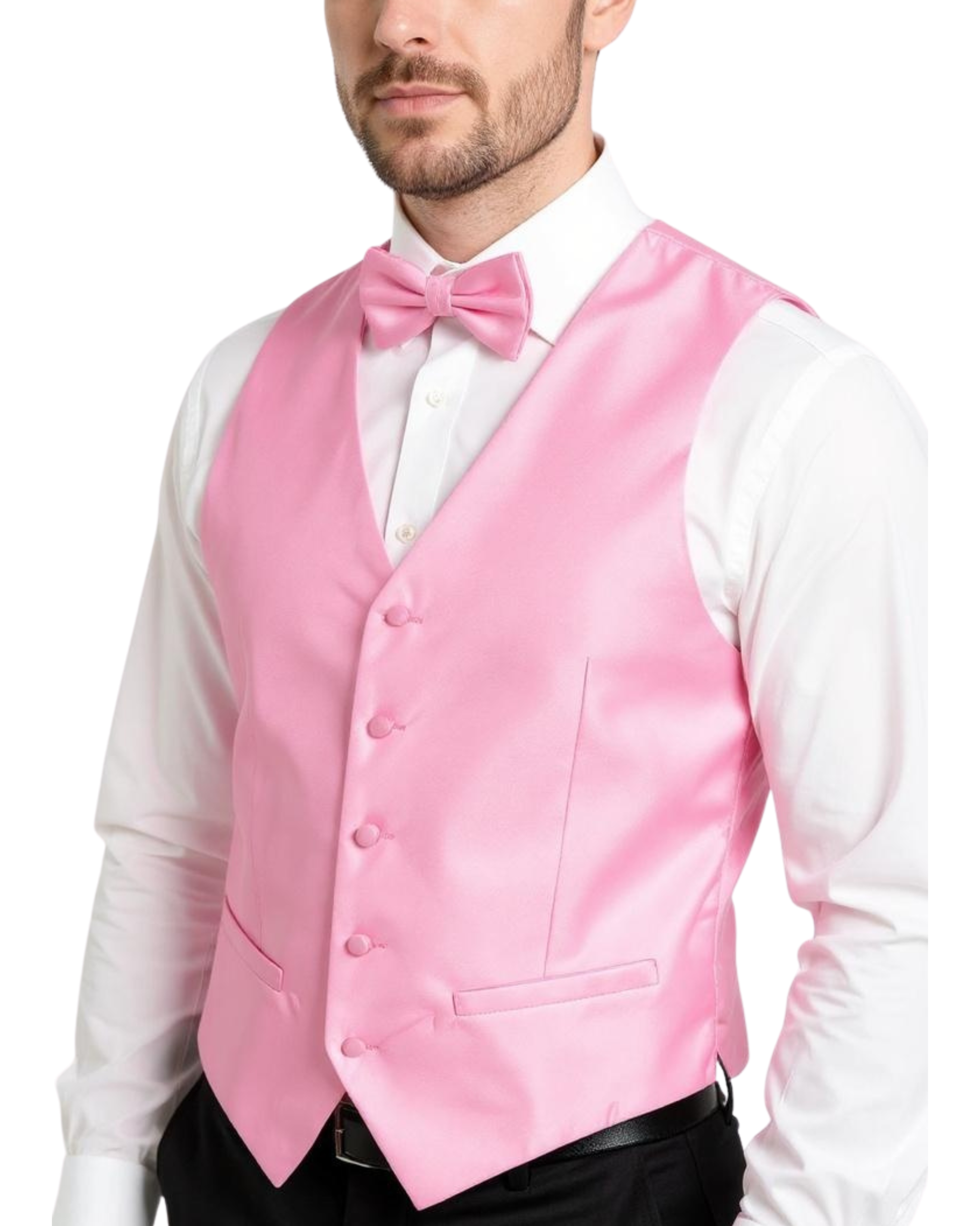 Ferrecci Mens PV450 - Pink with Pink Back Adjustable Textured Vest Set-0