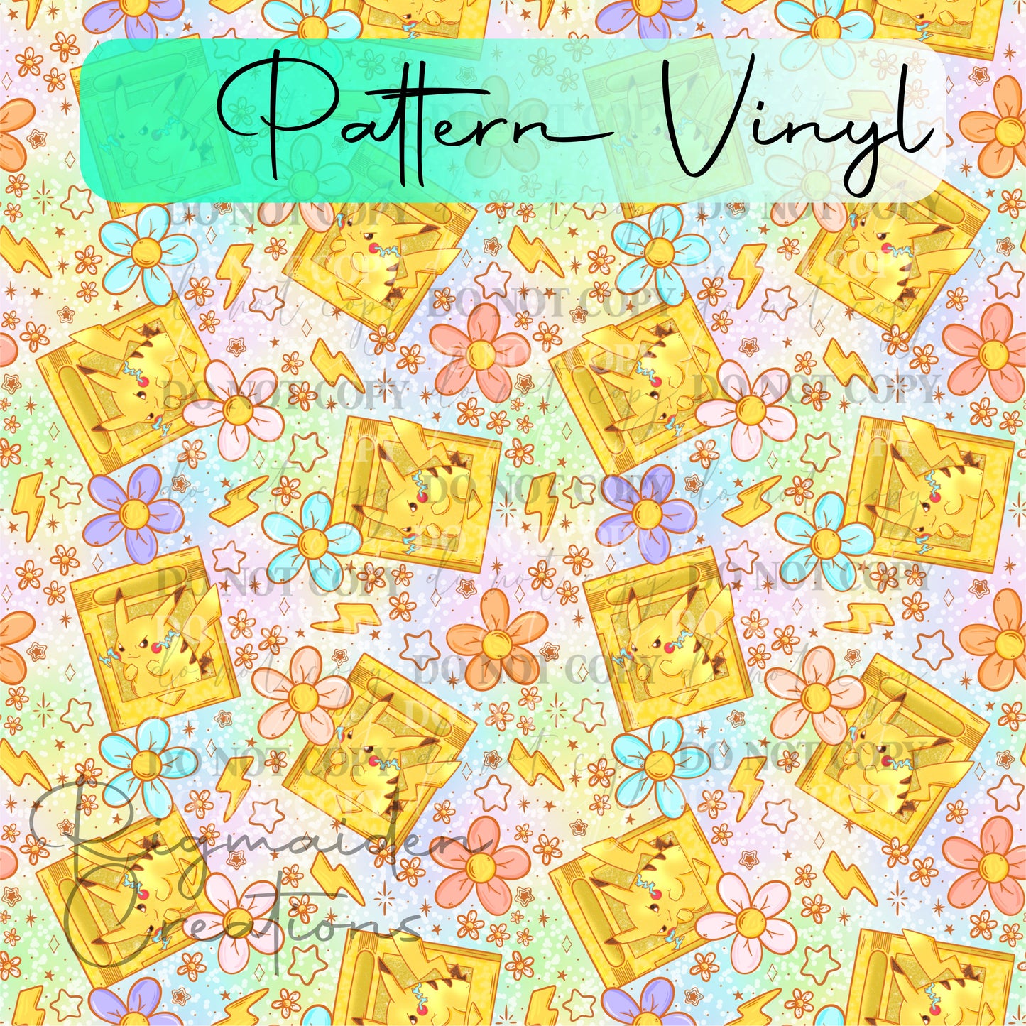 Floral Pikachu Game Card Vinyl