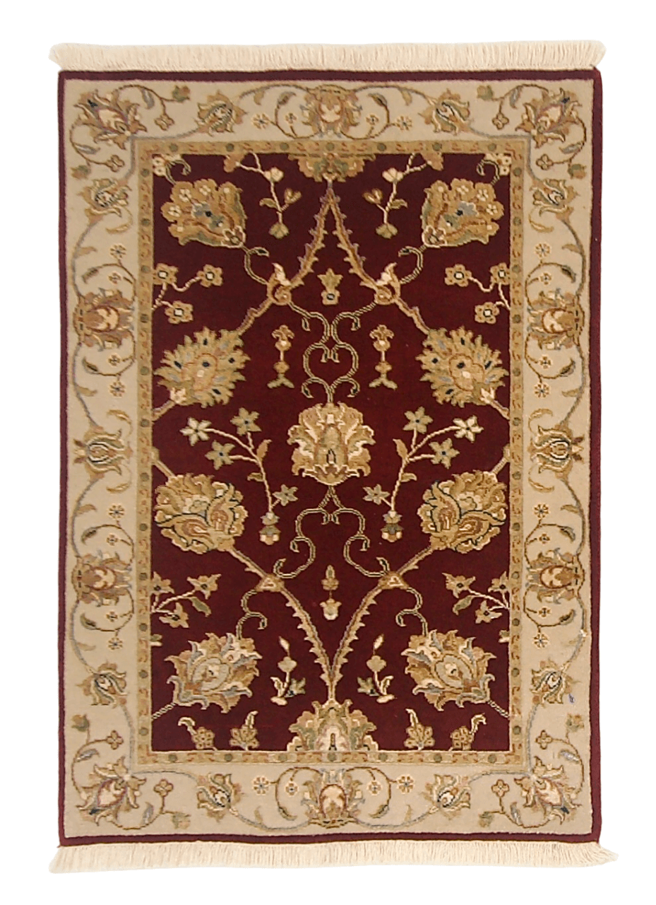 Wool w. silk Kumkapi red/ivo 2x3-0