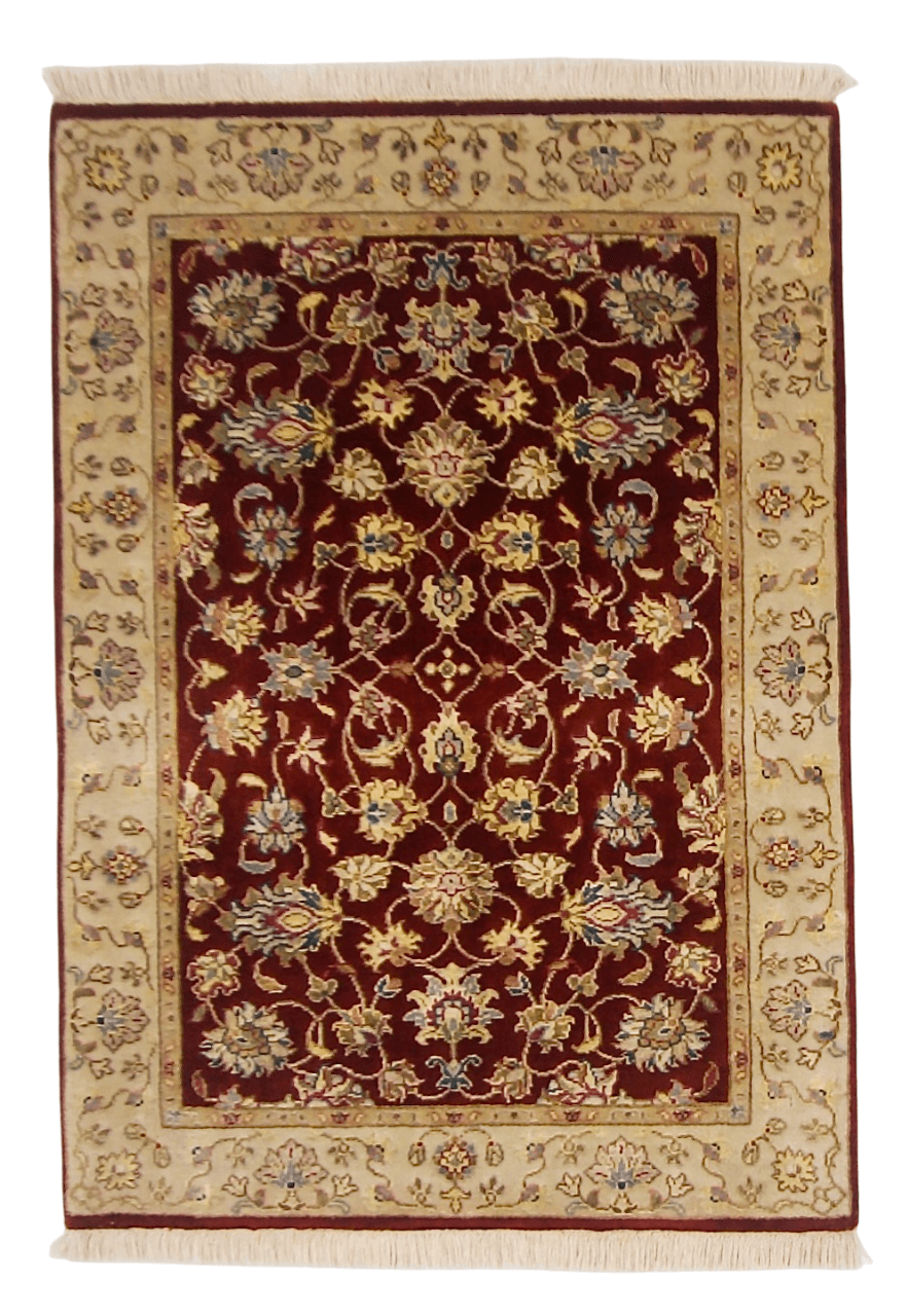 Wool w. silk Kumkapi red/gld 2x3-0