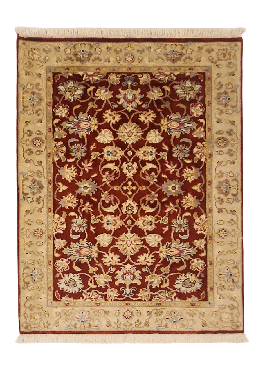 Wool w. silk Kumkapi red/ltgld 2x3-0