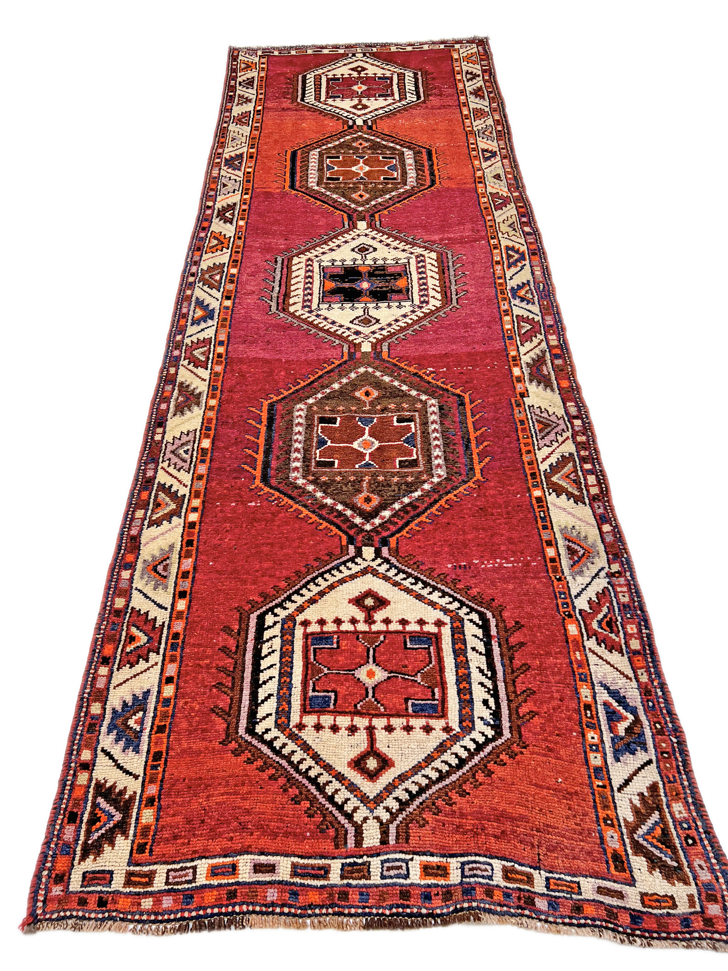 Vintage Turkish 4'06"x12'09" red/brn-0