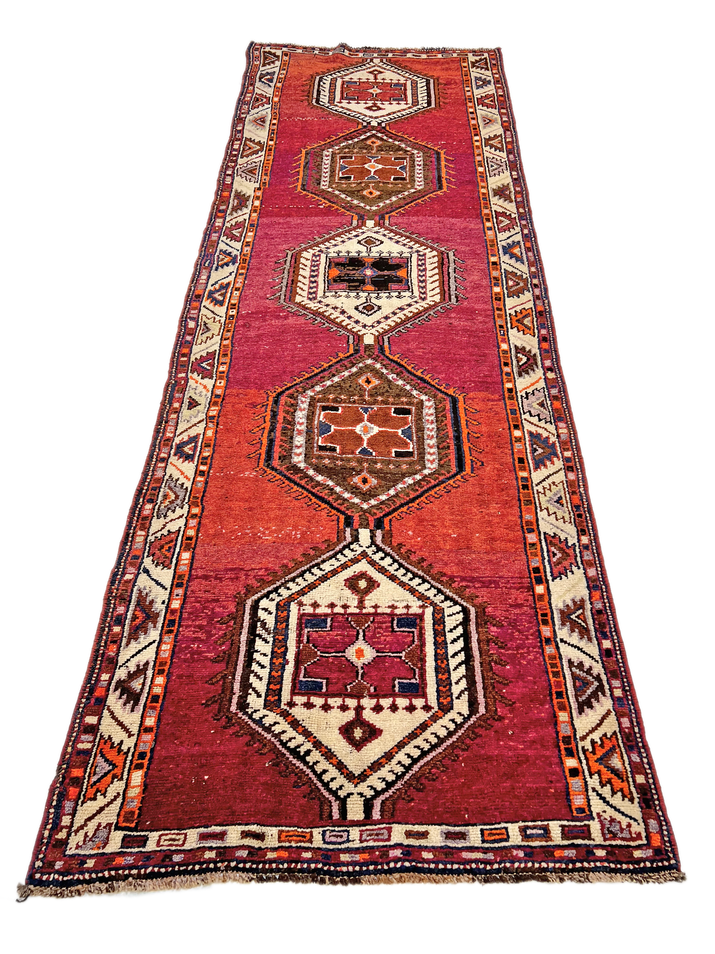 Vintage Turkish 4'06"x12'09" red/brn-1