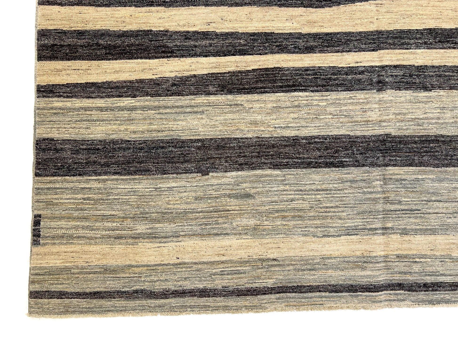 Modern Silk Striped Gabbeh (9'01"x11'11") natural/brown-1