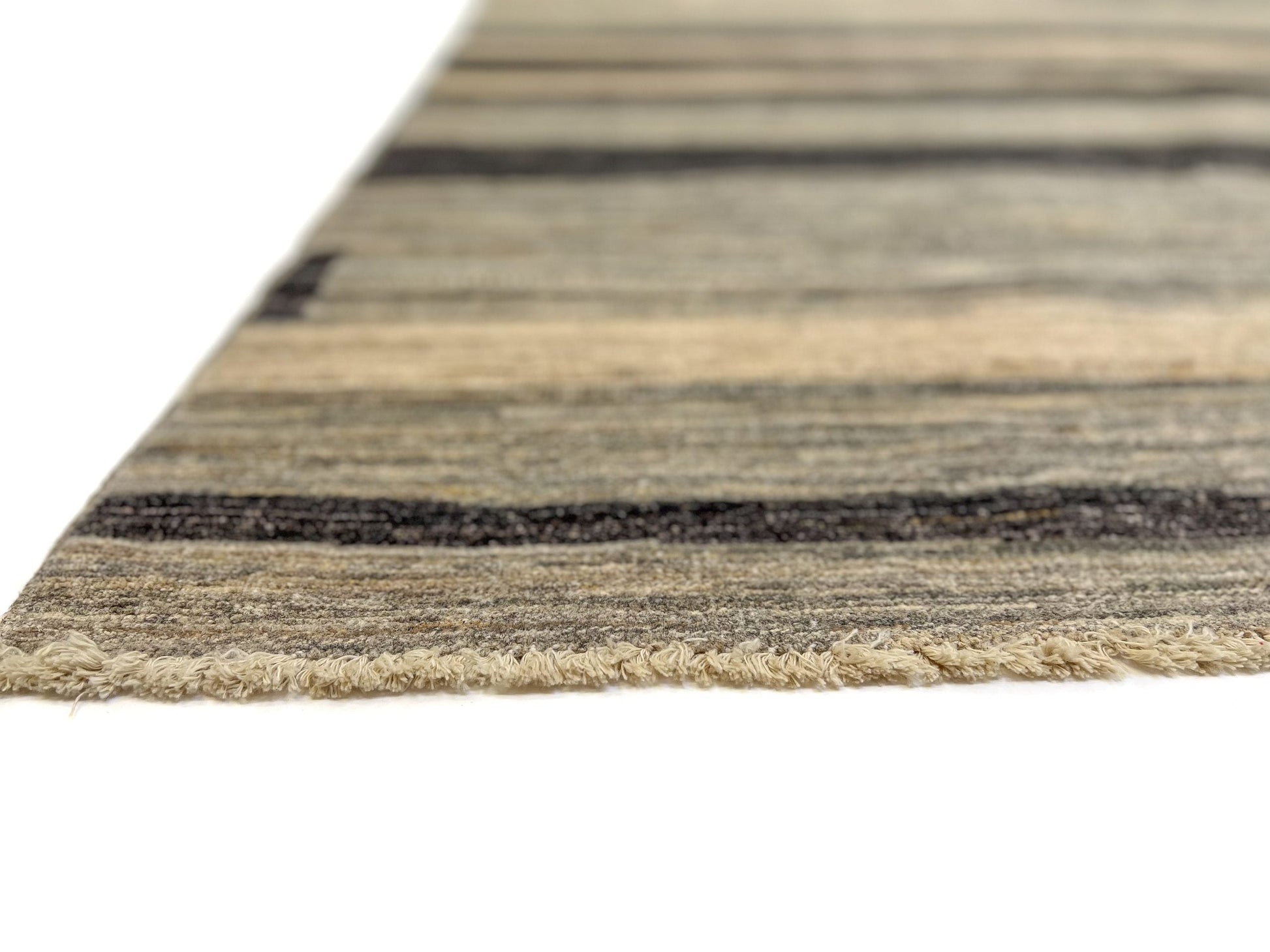 Modern Silk Striped Gabbeh (9'01"x11'11") natural/brown-2