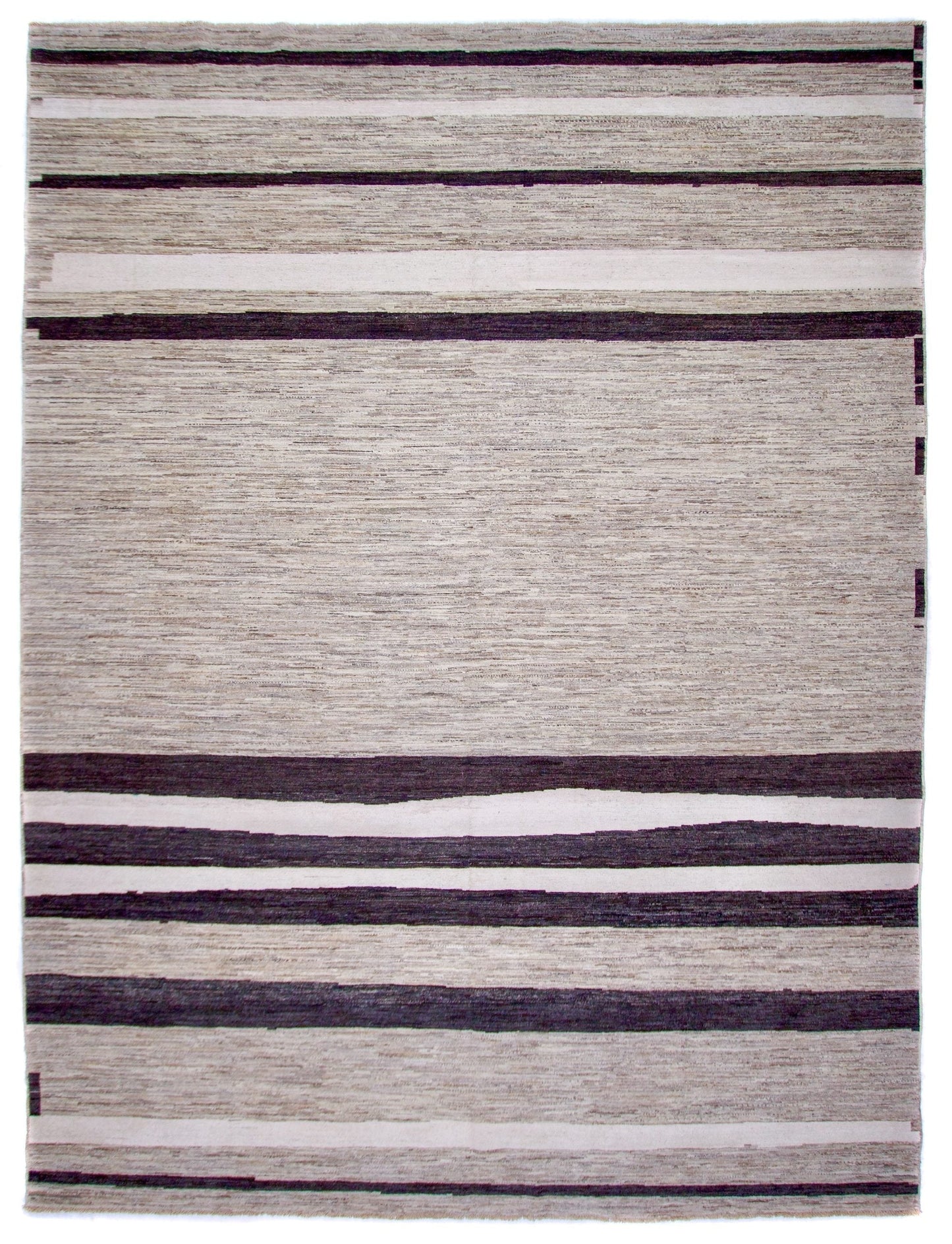 Modern Silk Striped Gabbeh (9'01"x11'11") natural/brown-0