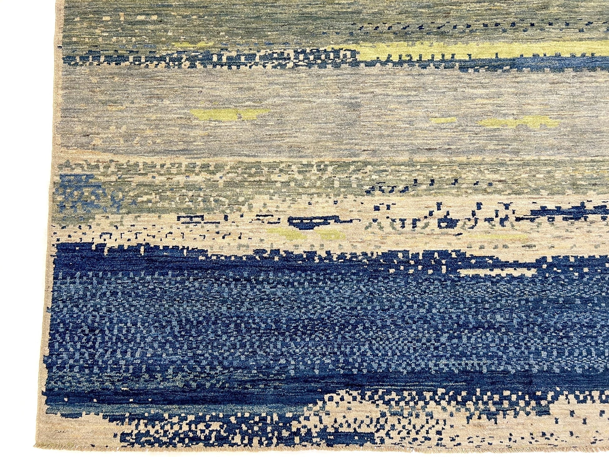 Modern Afghan Gabbeh (9'02"x12'01") blues/green-1
