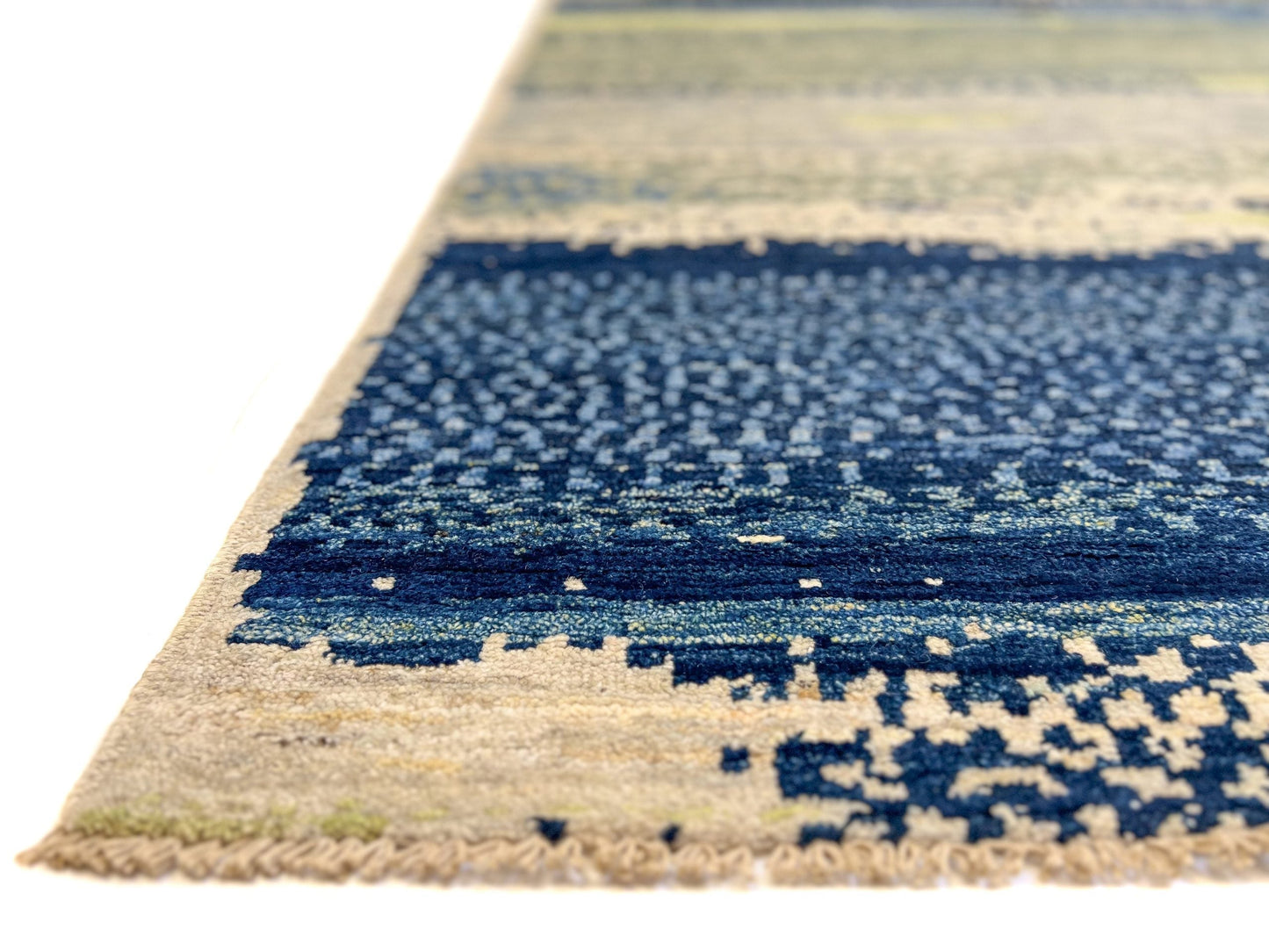 Modern Afghan Gabbeh (9'02"x12'01") blues/green-2