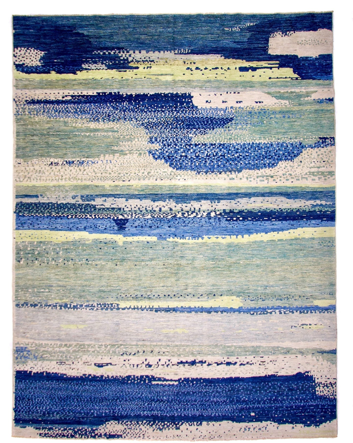 Modern Afghan Gabbeh (9'02"x12'01") blues/green-0