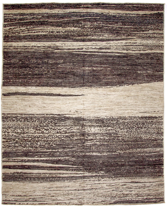 Modern Afghan Gabbeh (8'00"x9'10") dark natural/undyed-0
