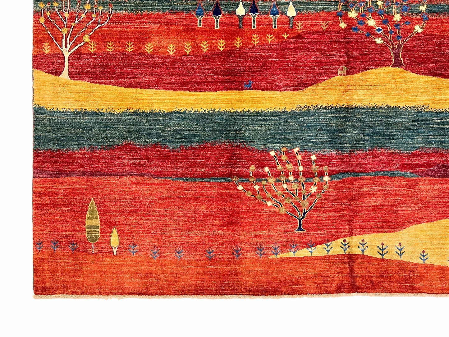 Scenic Afghan Gabbeh (8'03"x9'09") rust/red/dk.green-1