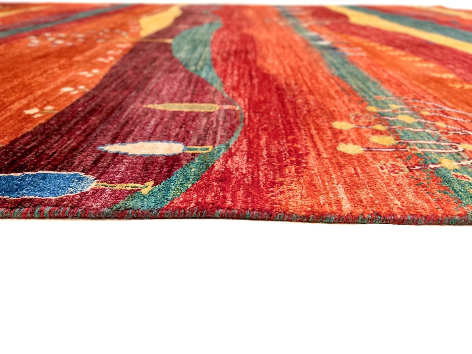 Scenic Afghan Gabbeh (8'03"x9'09") rust/red/dk.green-3