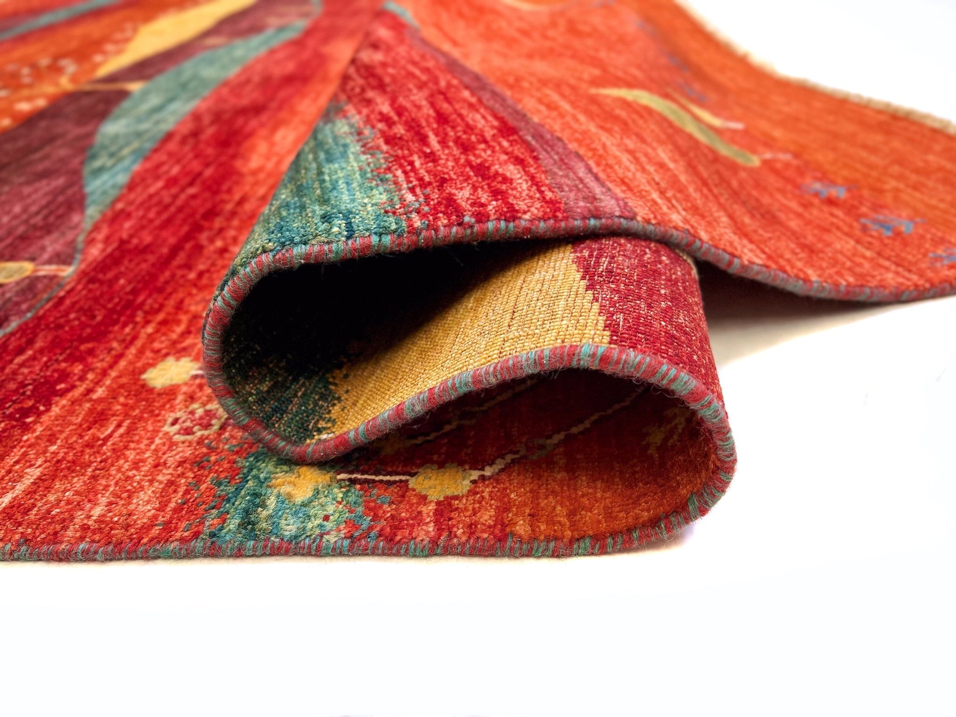 Scenic Afghan Gabbeh (8'03"x9'09") rust/red/dk.green-4