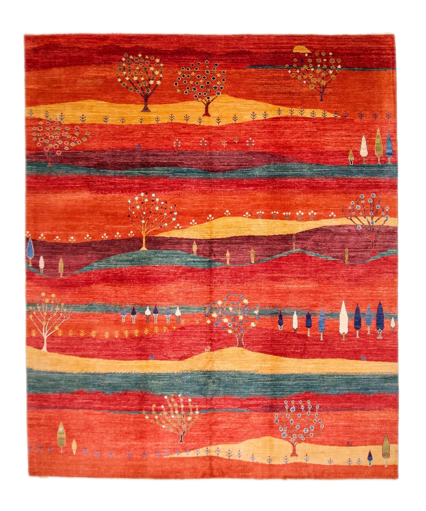 Scenic Afghan Gabbeh (8'03"x9'09") rust/red/dk.green-0