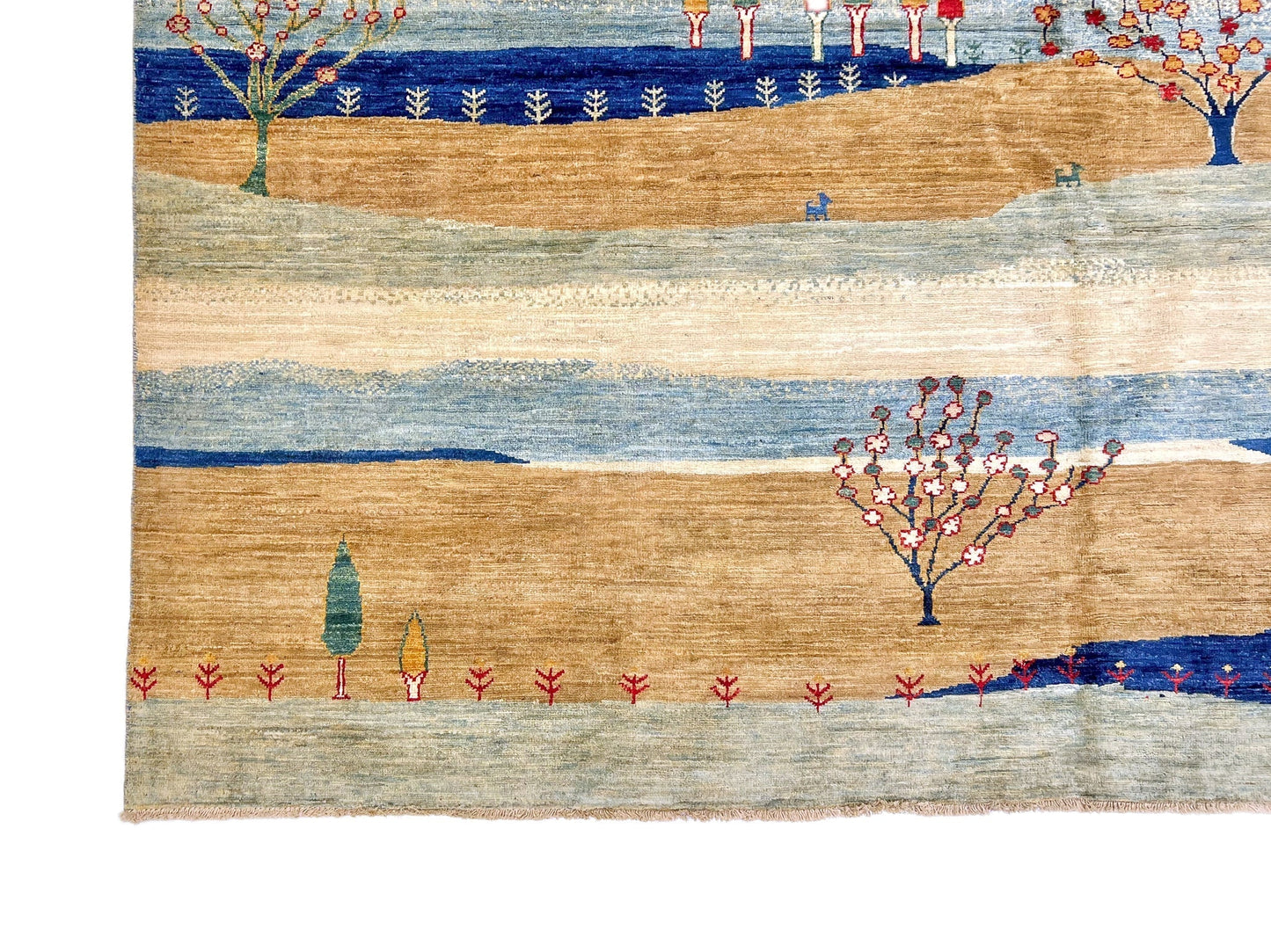 Scenic Afghan Gabbeh (8'00"x9'07") blue/sand/ivory-1