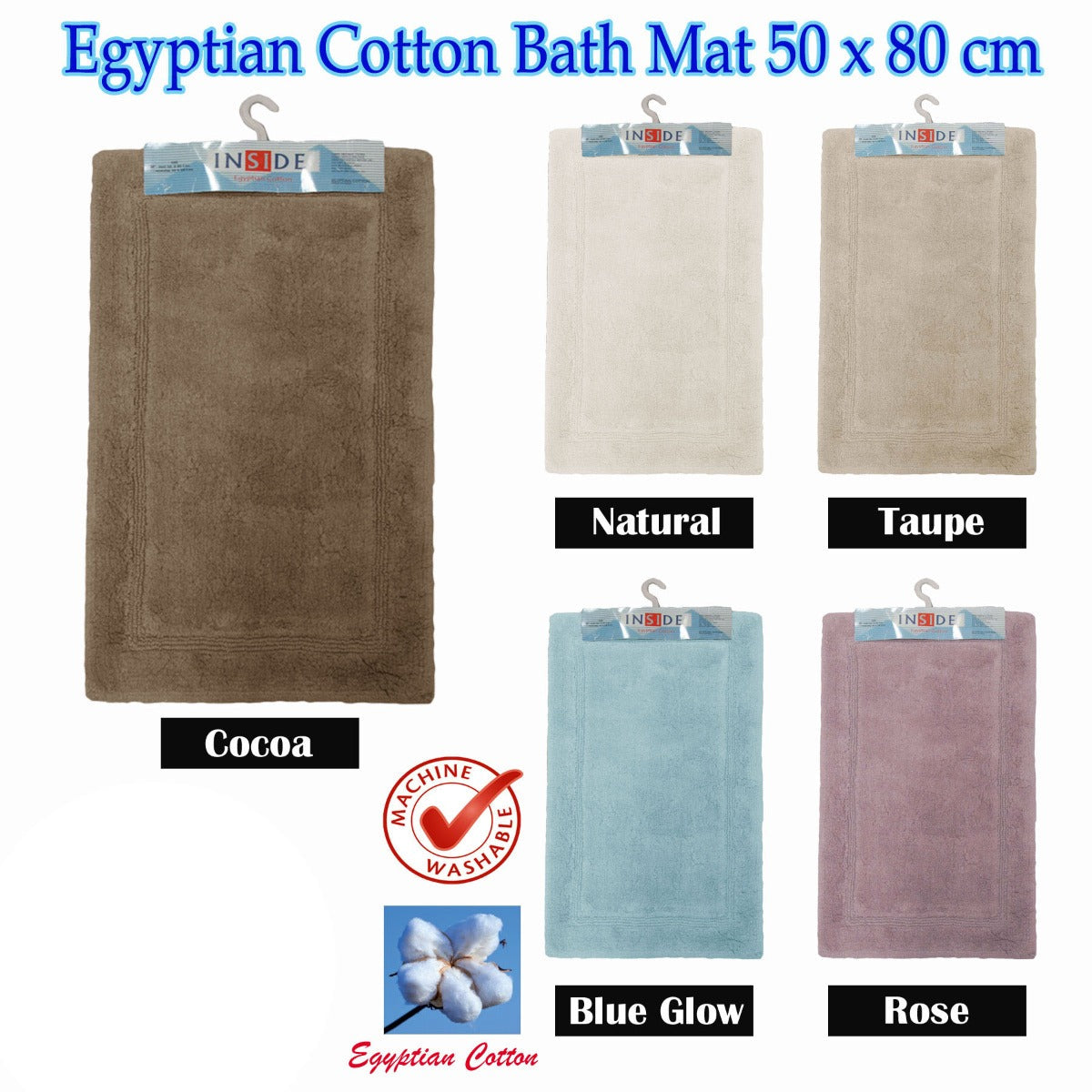 NNEDSZ Egyptian Cotton Bath Mat 50x80 cm Natural-1