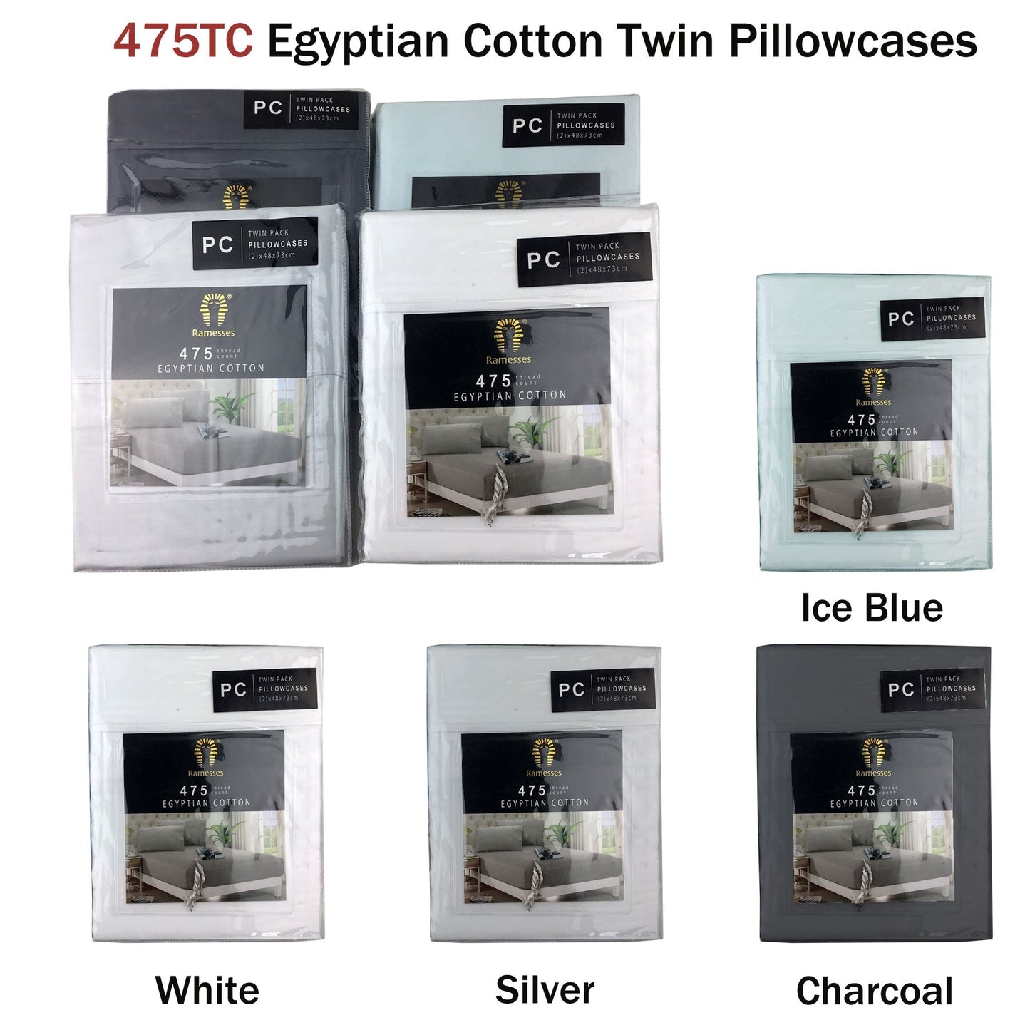 NNEDSZ 475TC Egyptian Cotton Twin Standard Pillowcases White-1