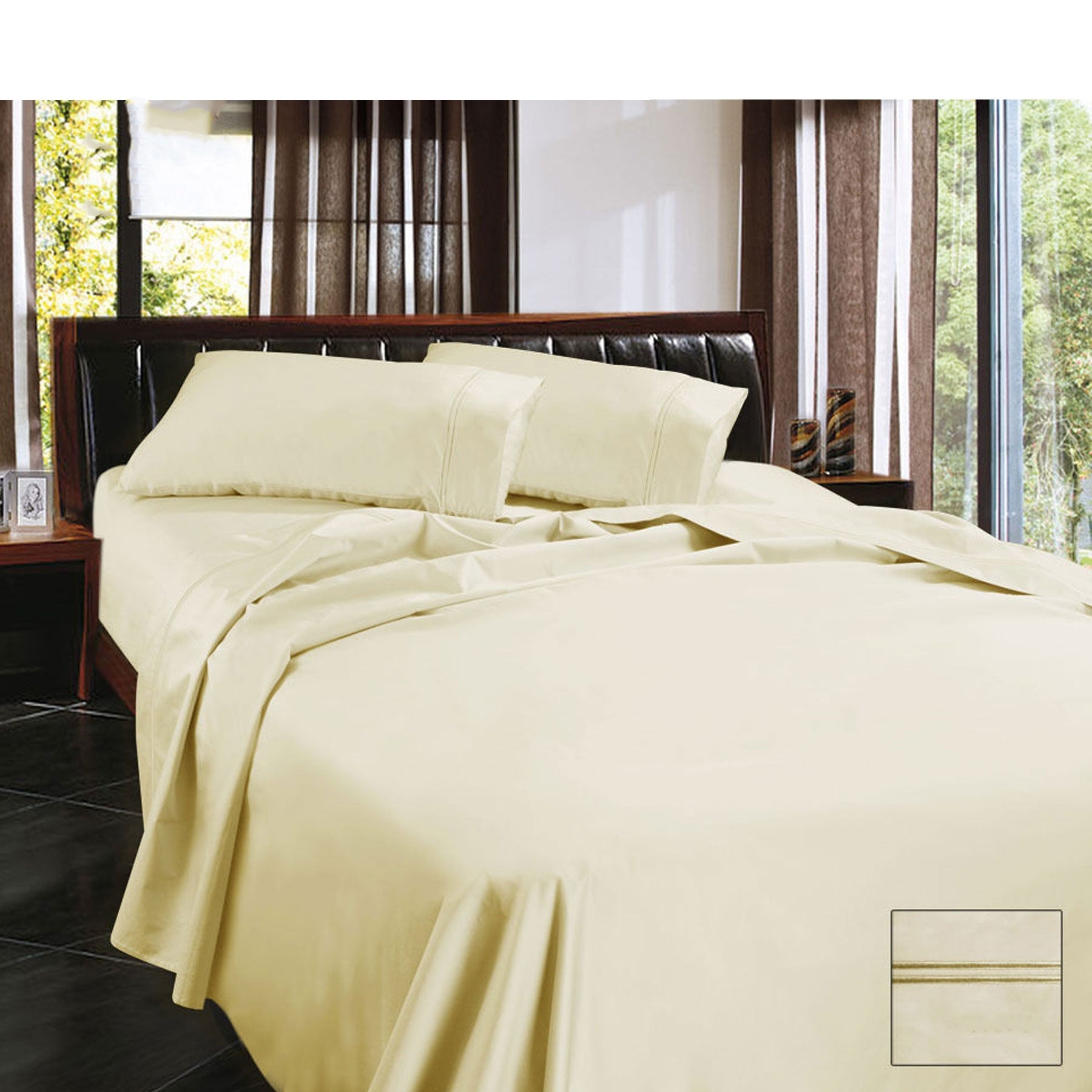 Ramesses 1450TC Egyptian Cotton Sateen Sheet Set Cream King-0
