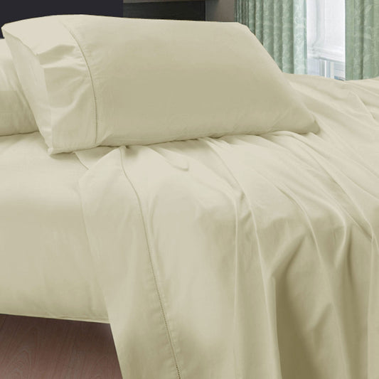 400TC Egyptian Cotton Sheet Set Cream SUPER KING-0