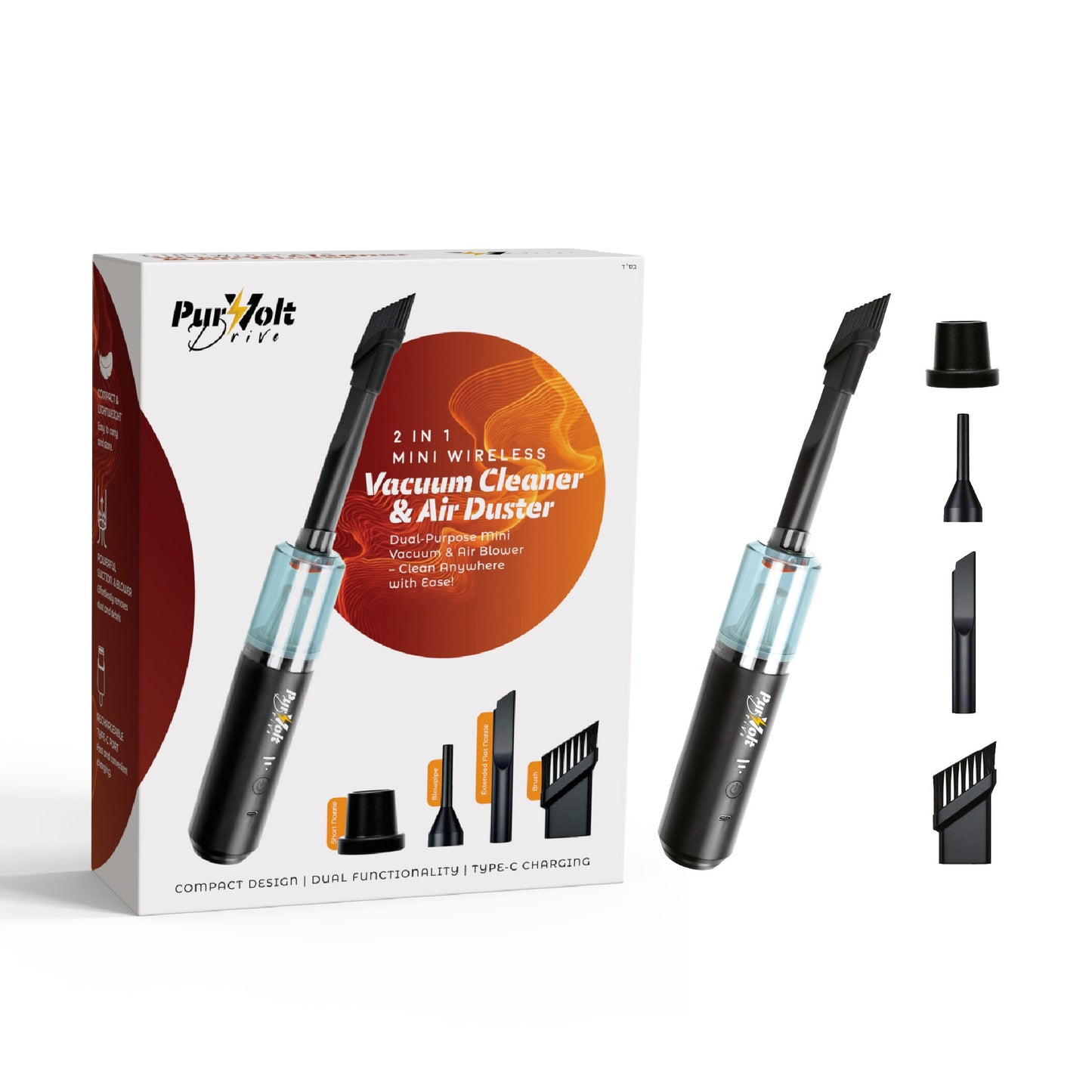 2-in-1 Mini Wireless Vacuum Cleaner & Air Duster-0