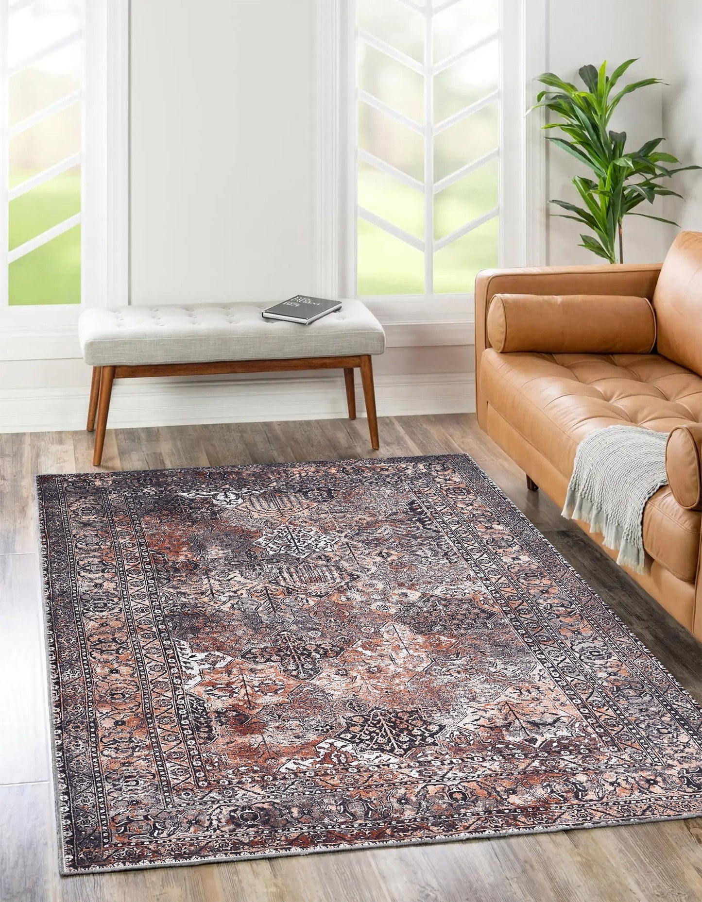 Vintage Tanner Elegance in Natural Rug-3