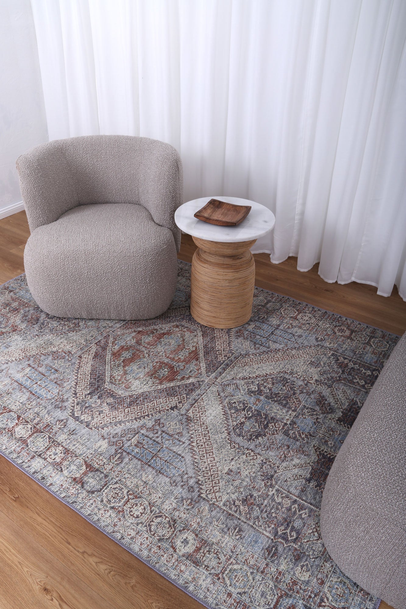 Le Grand Louvre Contemporary in Blue & Grey Rug-2