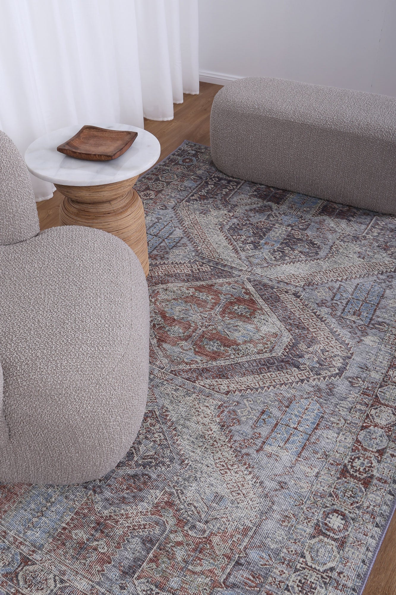 Le Grand Louvre Contemporary in Blue & Grey Rug-4
