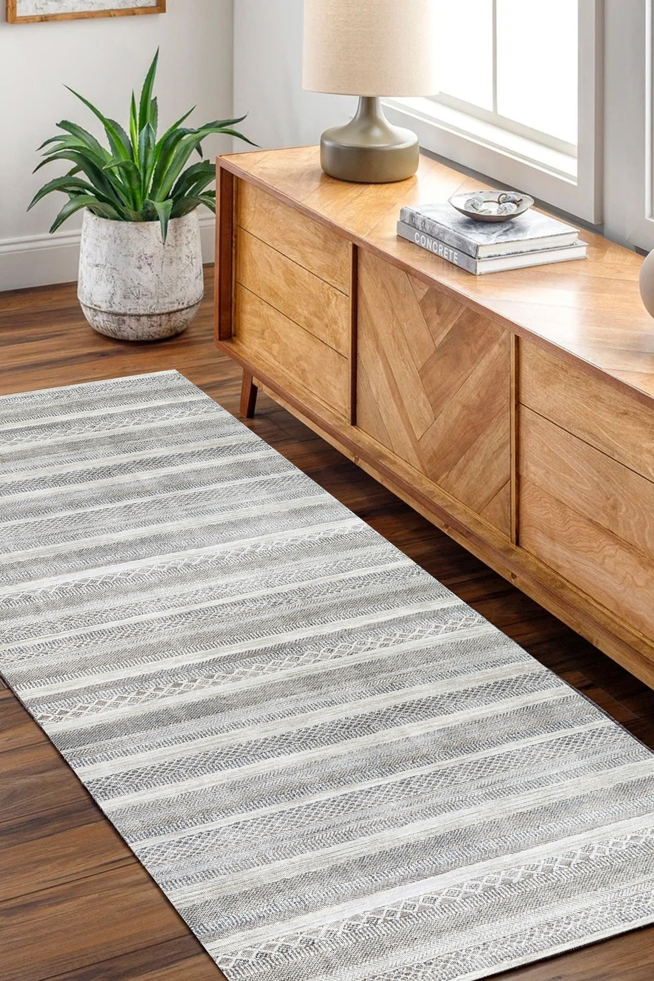 Kalahari Shadows Ash in Grey : Runner Rug-1