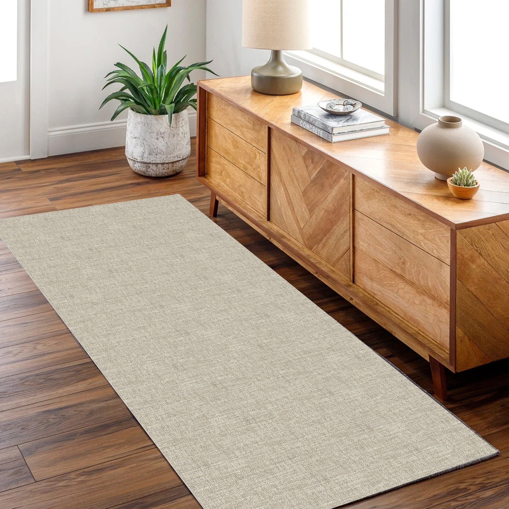 Urban Linen Solid in Grey : Runner Rug-2