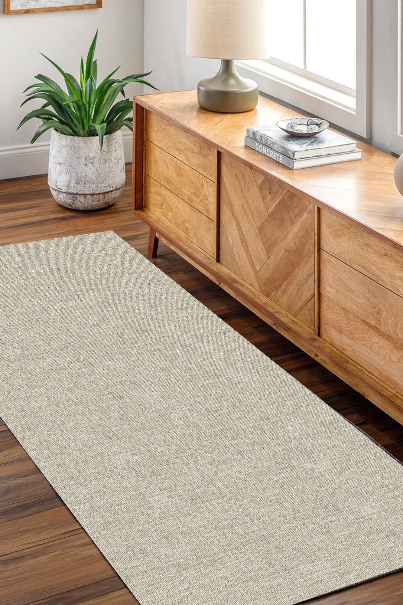 Urban Linen Solid in Grey : Runner Rug-1