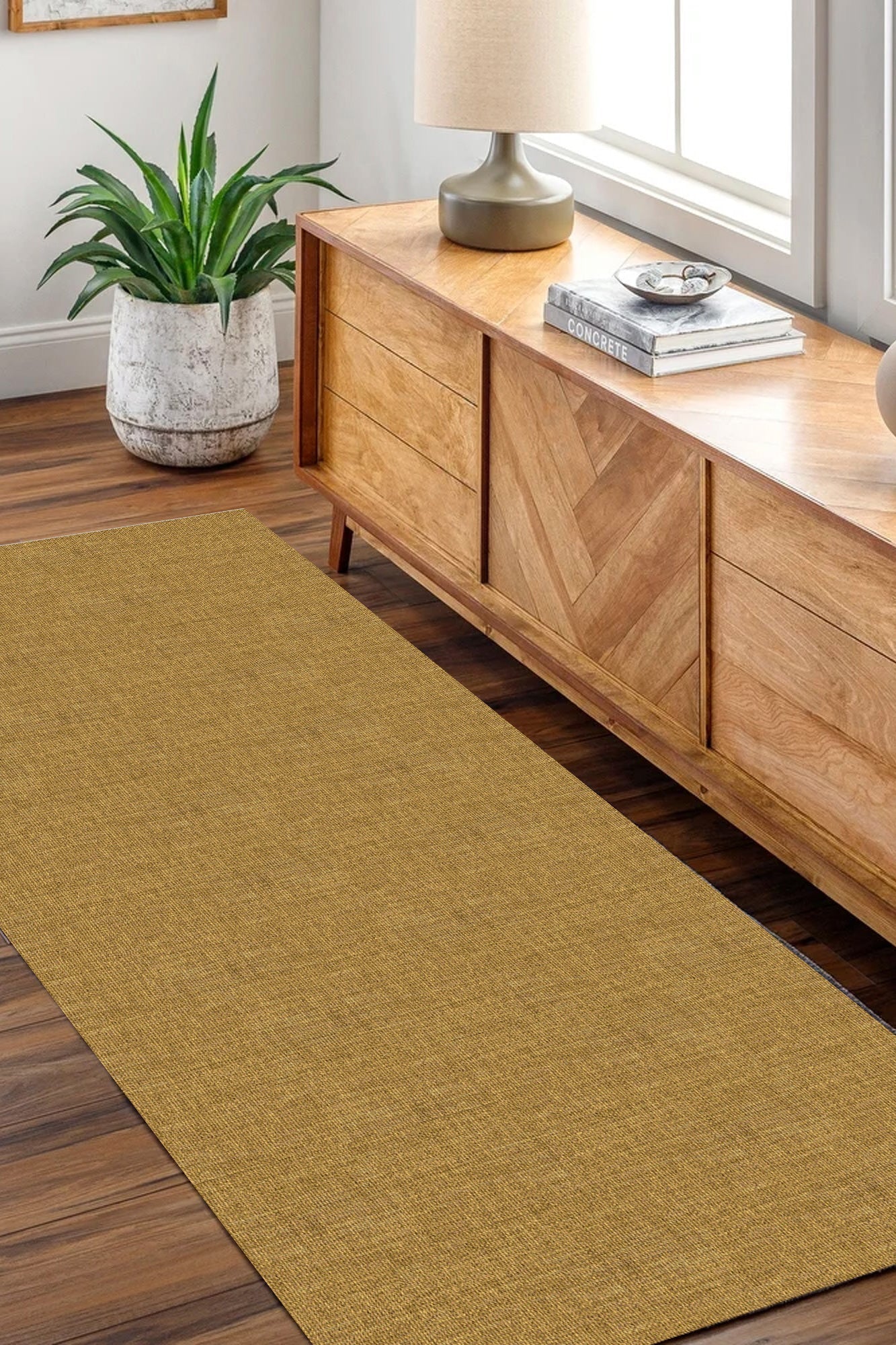 Urban Mustard Solid in Brown : Runner Rug-1