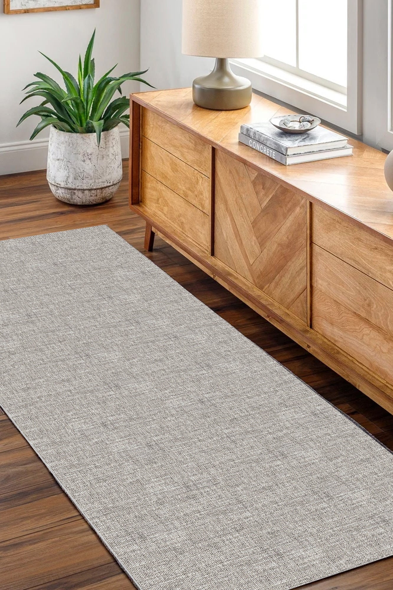 Urban Zinc Solid in Grey : Runner Rug-1