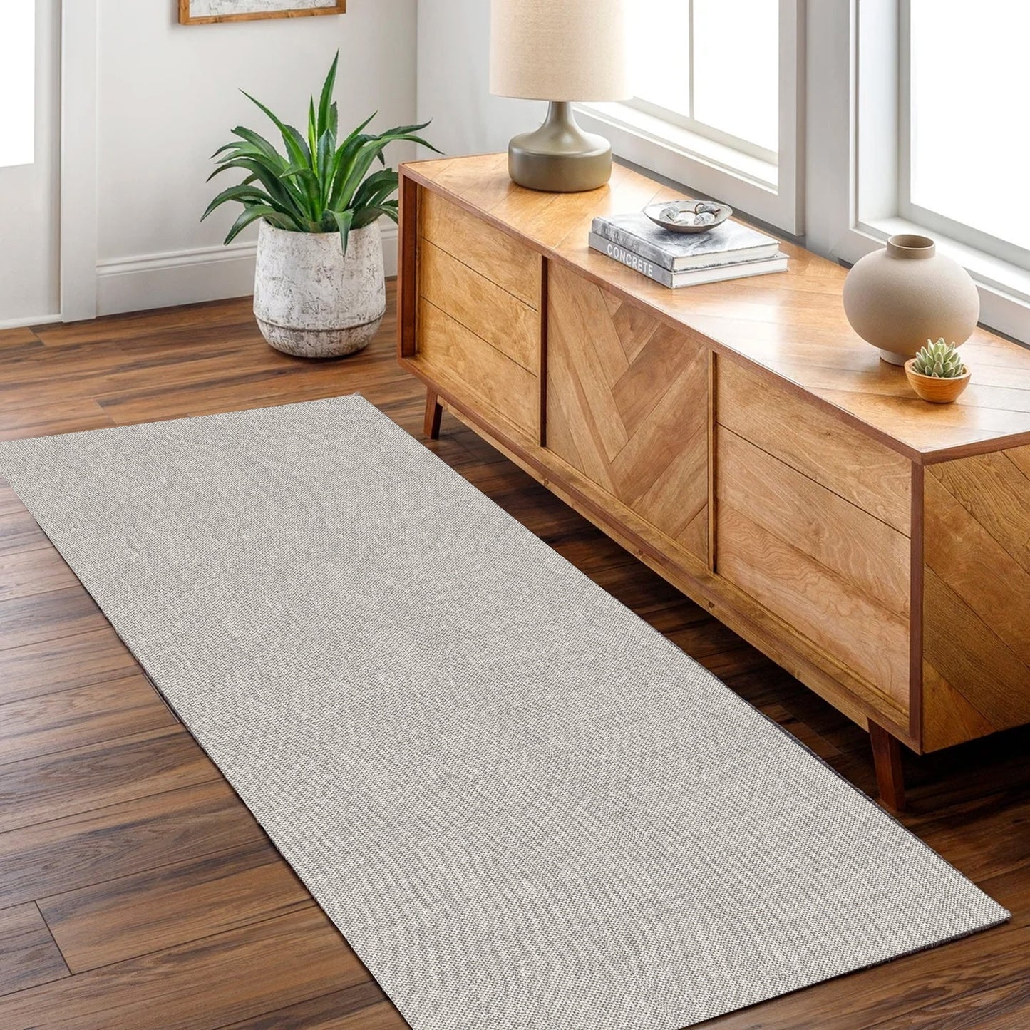Urban Cobblestone Solid in Grey : Runner Rug-2