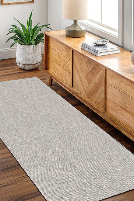 Urban Cobblestone Solid in Grey : Runner Rug-1