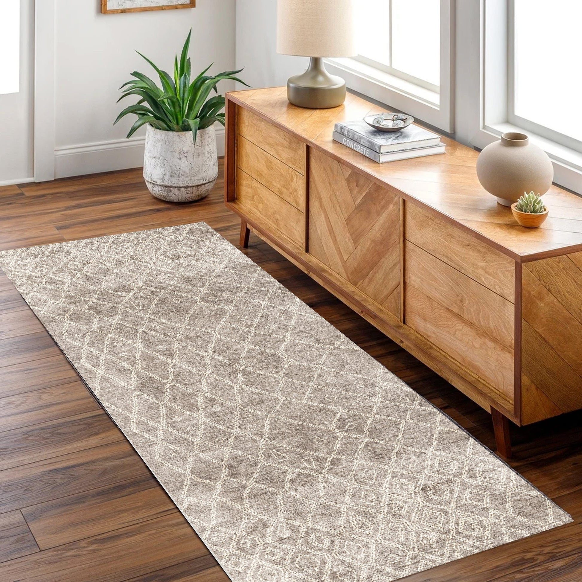 Nordic Nahla Vintage Modern in Beige : Runner Rug-2