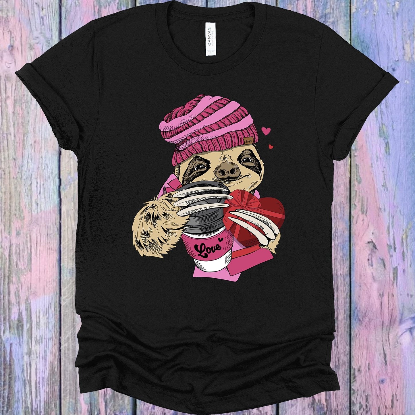 Valentine Coffee Sloth Graphic Tee