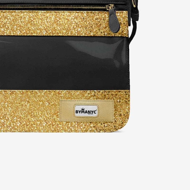 Vegan Gold Messenger Bag 16” | BYMANYC ® New York Luxe Metallic Edition-2
