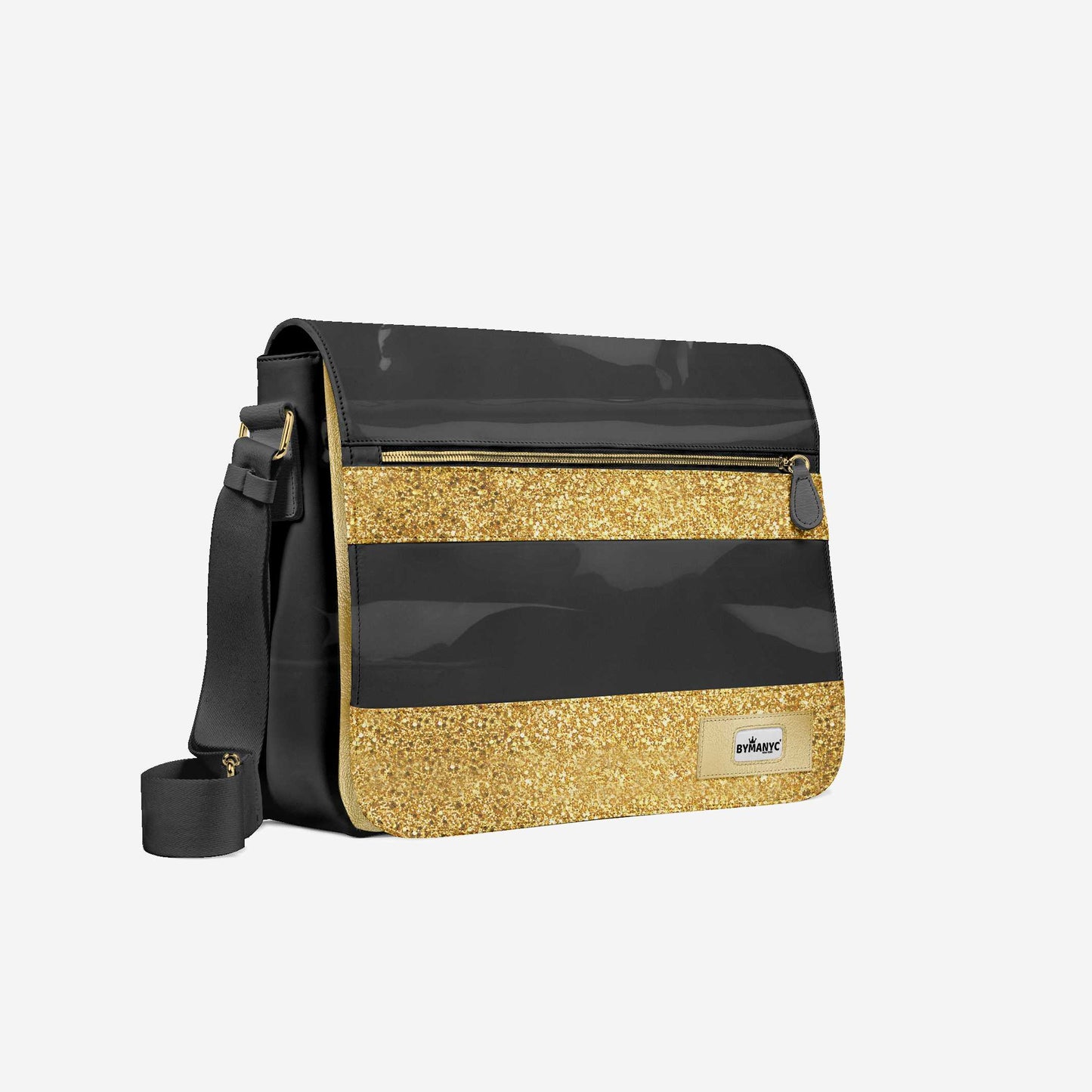 Vegan Gold Messenger Bag 16” | BYMANYC ® New York Luxe Metallic Edition-0