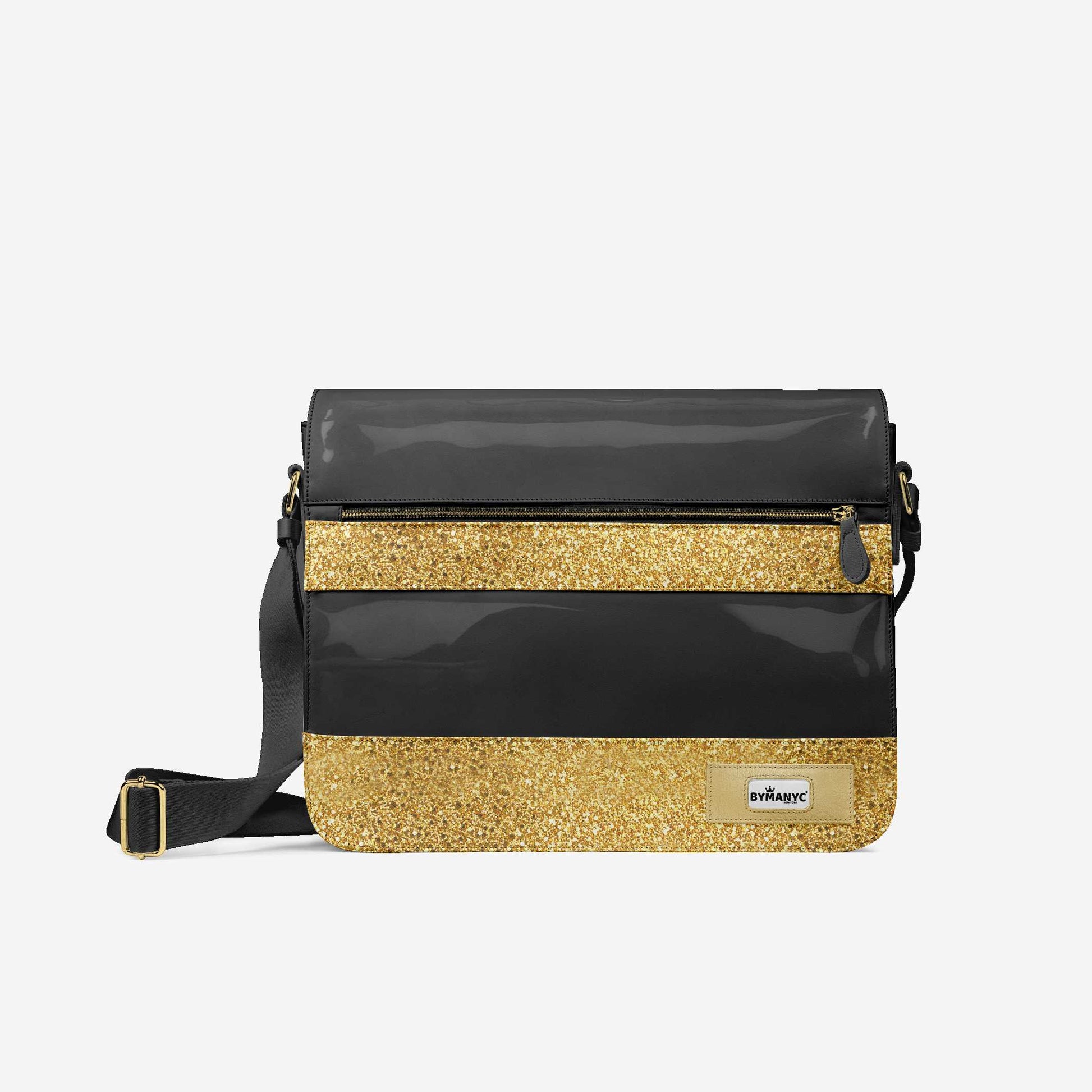 Vegan Gold Messenger Bag 16” | BYMANYC ® New York Luxe Metallic Edition-1