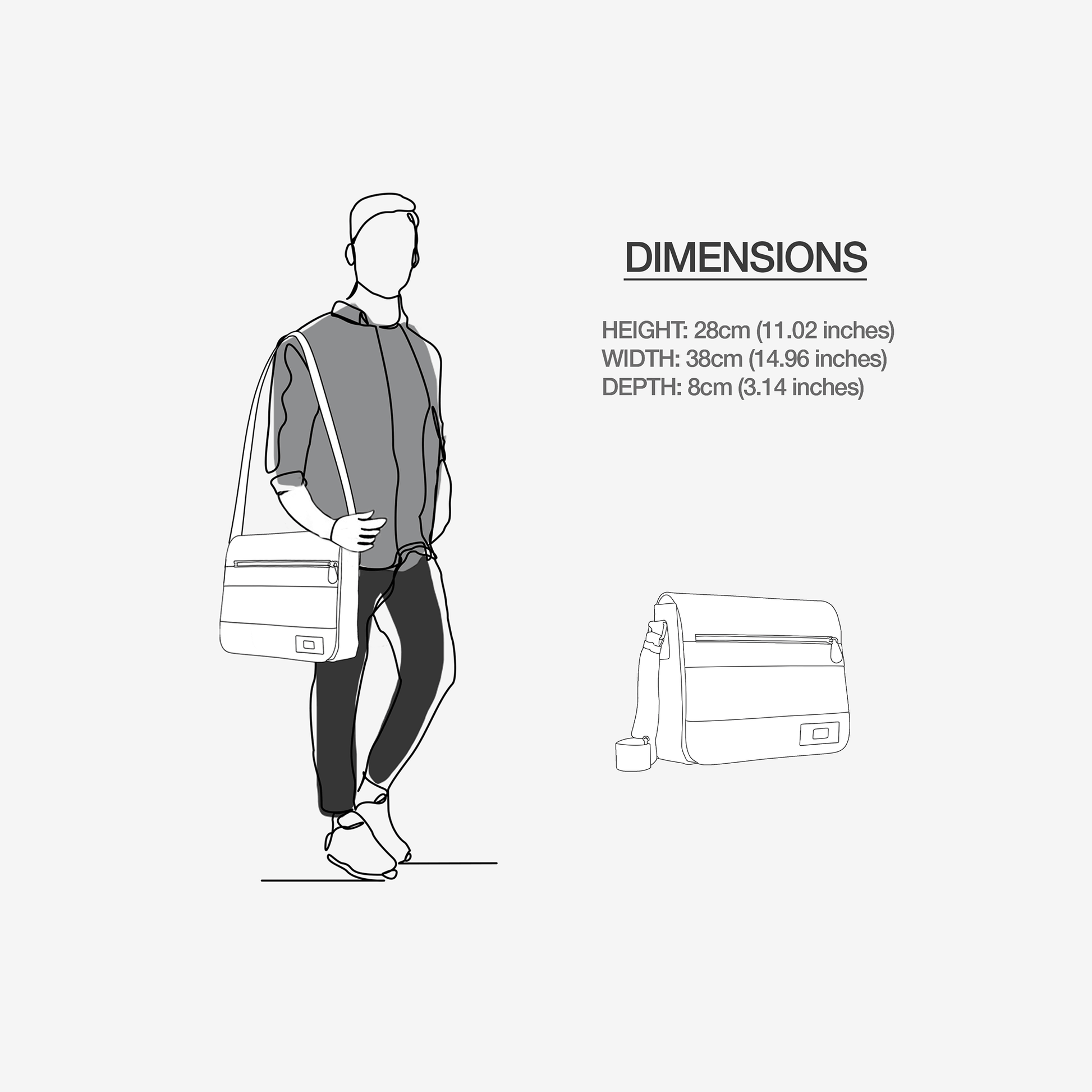 Vegan Urban Stripe Messenger Bag 16” | BYMANYC ® New York Downtown Edge-4