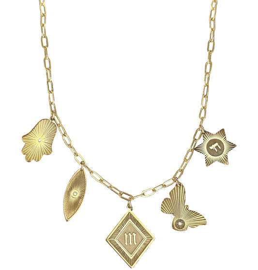 Vesta Five Charm Initial Necklace