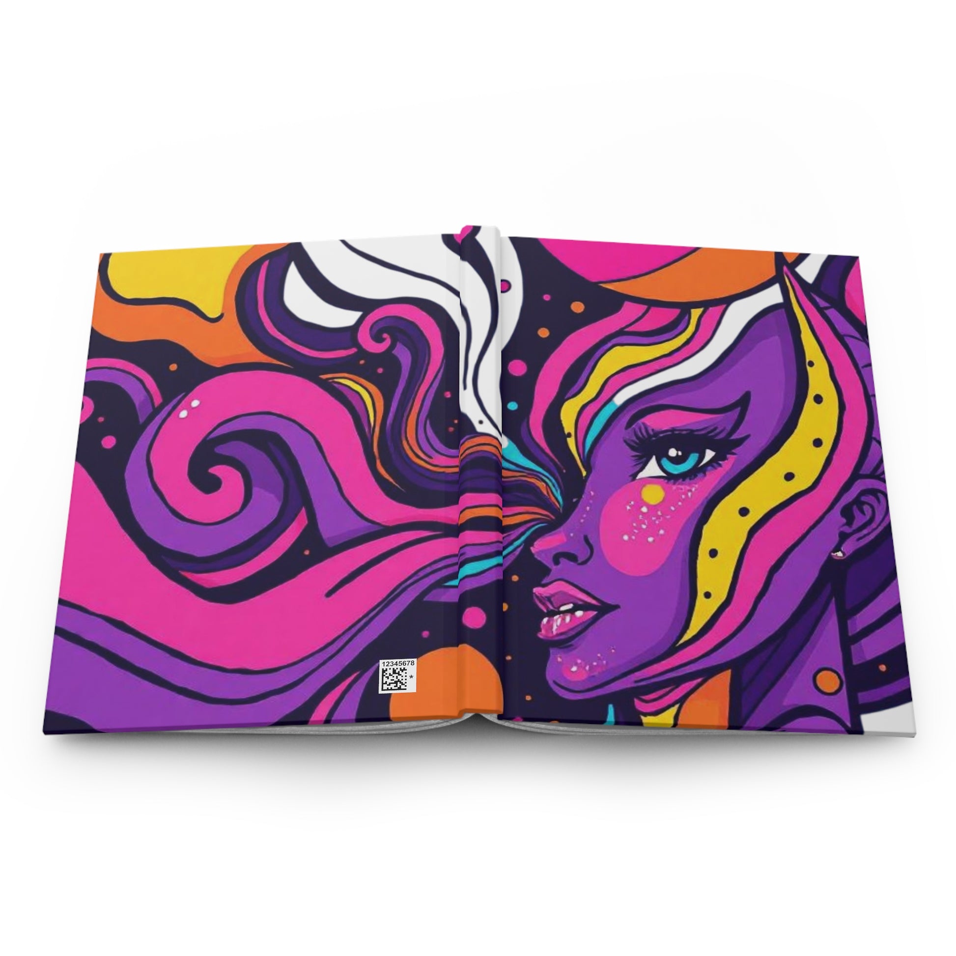 Colorful abstract design on a book cover with a visible brand logo. Vibrant Art Hardcover Journal, Colorful Diary, Artistic Notebook, Gift for Creatives, Sketchbook, Writing Journal