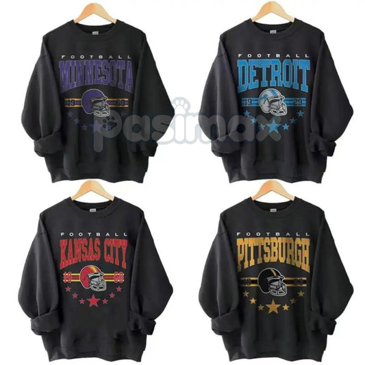 Vintage 90s All Team Football Sweatshirt – Retro Unisex Fan Gift Sweater