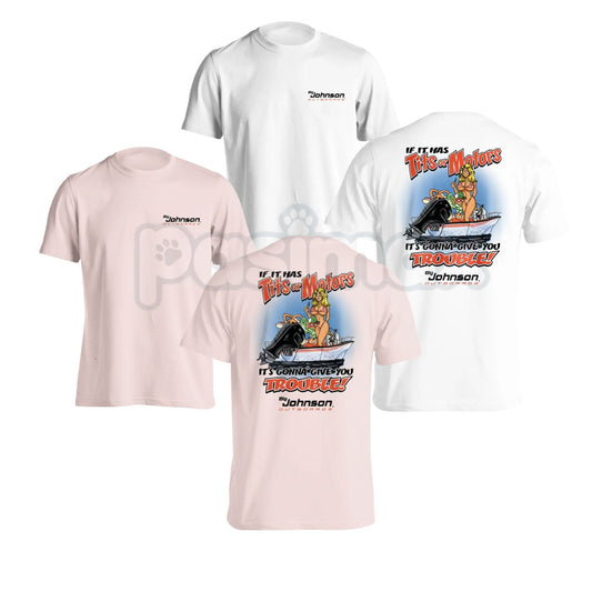 Vintage Big Johnson "Tits or Motors" Mechanic Shirt - Retro E. Normus Johnson Garage Tee, Funny Car Guy Shop Shirt, Old School 90s Automotive Humor Apparel