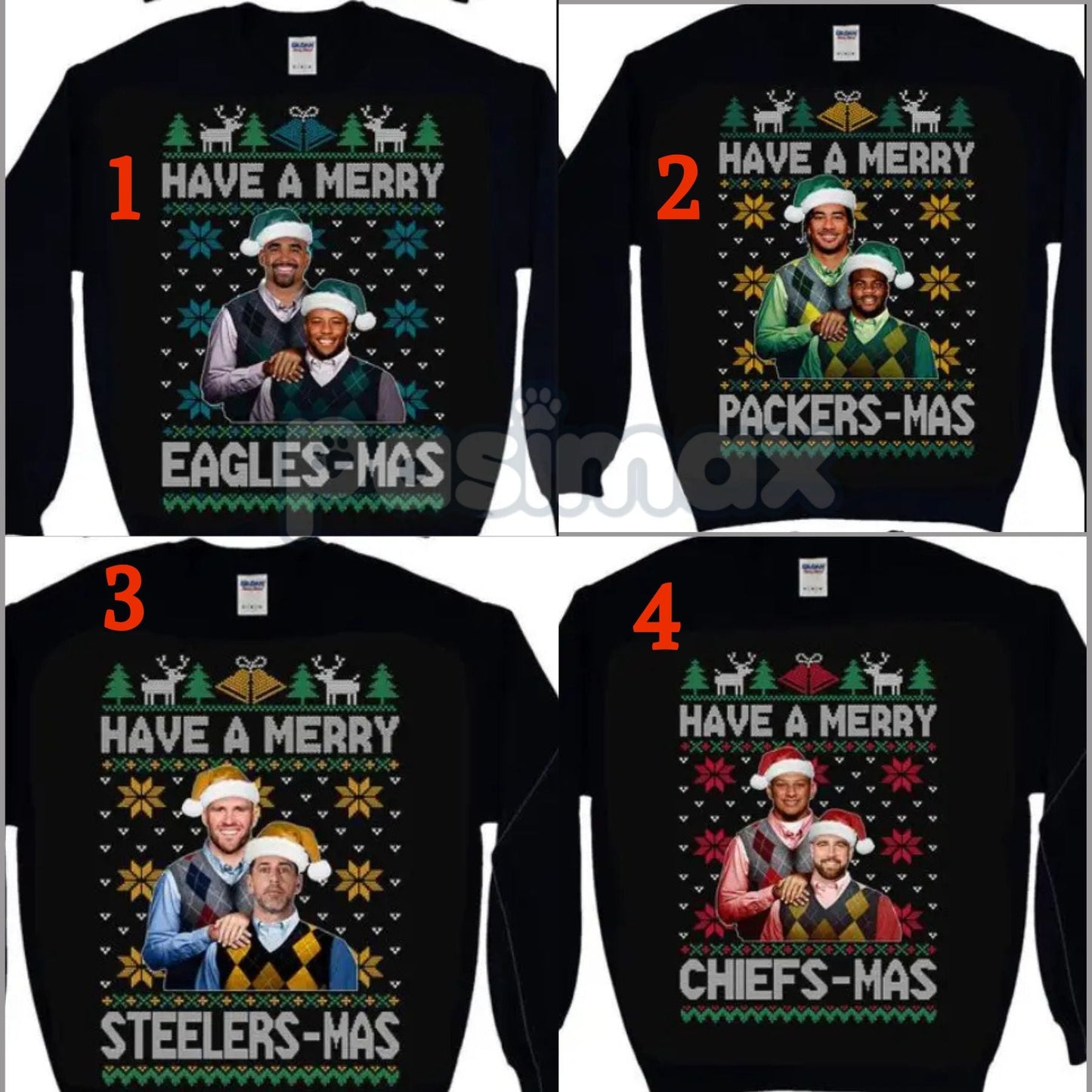 Vintage Christmas All Team Football Step Brothers Crewneck – Funny Holiday Movie Sweatshirt (Black)
